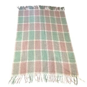 Vintage Churchill Weavers‎ Hand Woven Throw Blanket Plaid Fringed 50"x70"